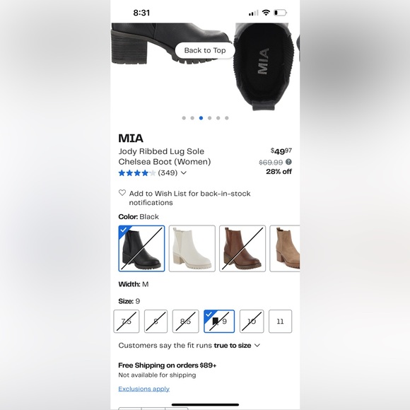 MIA Jody Ribbed Lug Sole Chelsea Boot Black 8.5 - Picture 8 of 9